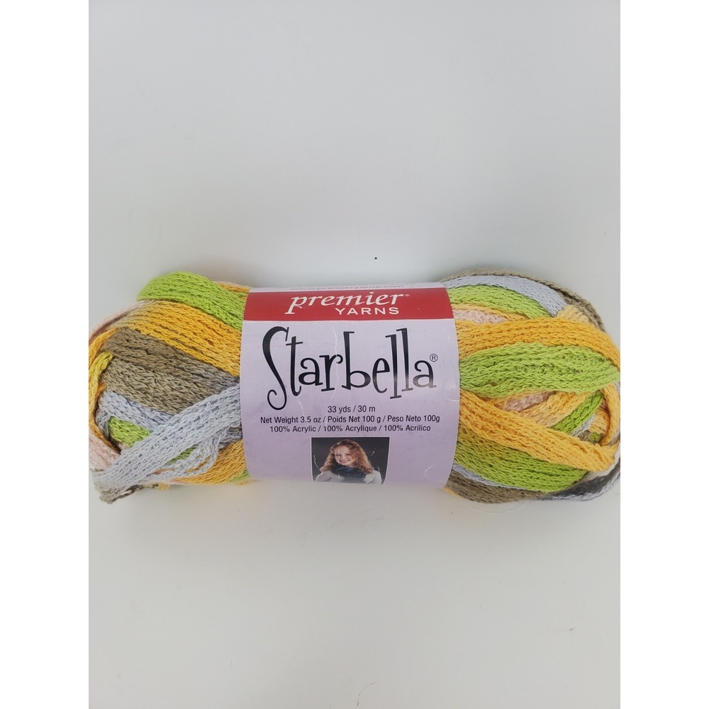 Premier Yarn Starbella April Showers #15-16 Skein 33 Yds 3.5oz Yellow Stripes
